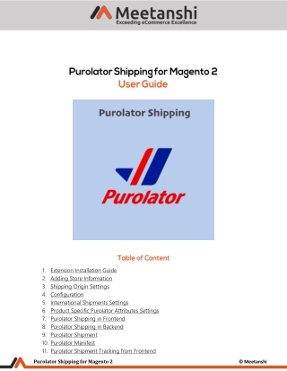 Magento 2 Purolator Shipping