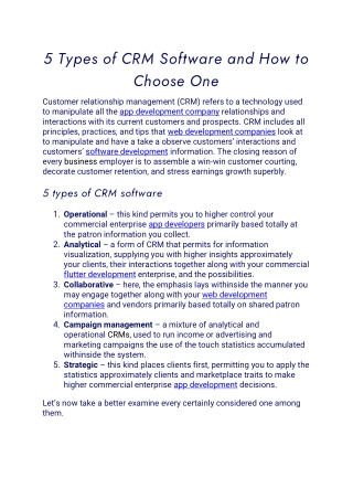 5 Types of CRM Software and How to Choose One