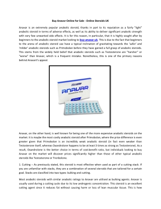 Buy Anavar Online for Sale