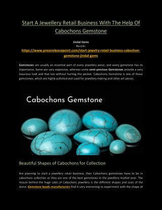 Start a Jewelry Retail Business with the help of Cabochons Gemstone