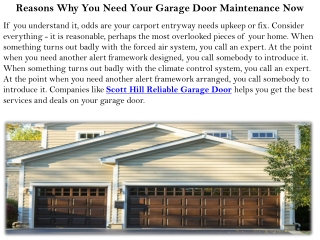 Reasons Why You Need Your Garage Door Maintenance Now