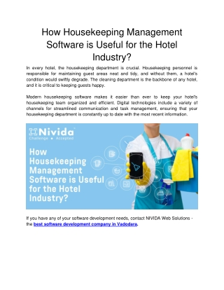 NIVIDA - How Housekeeping Management Software is Useful for the Hotel Industry