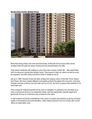 Ronak Urban Centre- Modest Prices
