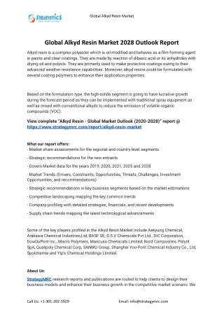 2028 Alkyd Resin Industry Report Growth Forecasts
