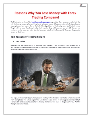 Reasons Why You Lose Money with Forex Trading Company