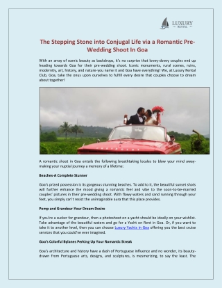 The Stepping Stone into Conjugal Life via a Romantic Pre-Wedding Shoot In Goa