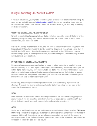 Is Digital Marketing OKC Worth It in 2021