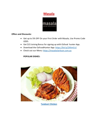 5% Off - Masala Indian Restaurant Clarkson Menu, WA