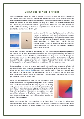 Get An Ipad For Next To Nothing