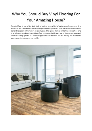Why You Should Buy Vinyl Flooring For Your Amazing House?