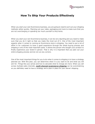 How To Ship Your Products Effectively