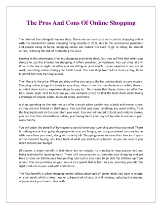 The Pros And Cons Of Online Shopping