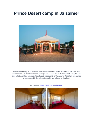 Prince Desert camp in Jaisalmer