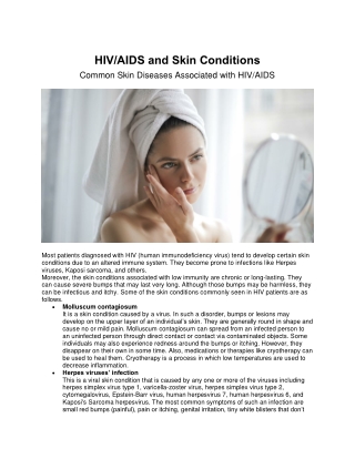 HIV-AIDS and Skin Conditions