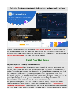 Selecting Bootstrap Crypto Admin Templates and customizing them