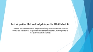 Best air purifier UK- Finest budget air purifier