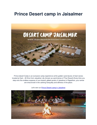 Prince Desert Camp in Jaisalmer