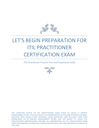 Let's Begin Preparation for ITIL Practitioner Certification Exam