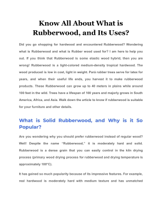 Know All About What is Rubberwood, and Its Uses?