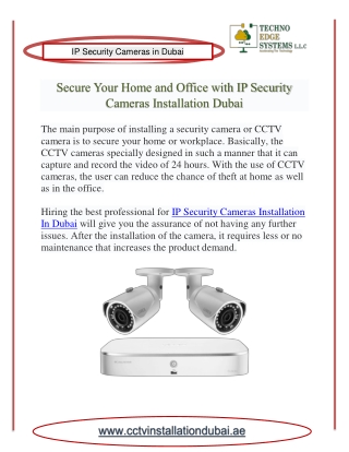 Secure Your Home and Office with IP Security Cameras in Dubai