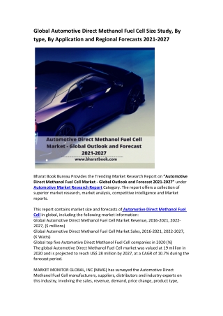 Global Automotive Direct Methanol Fuel Cell Research Report 2021-2027