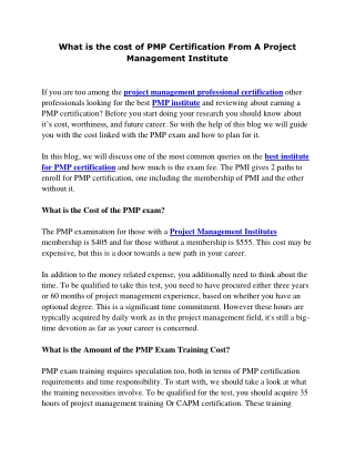 What is the cost of PMP Certification From A Project Management Institute