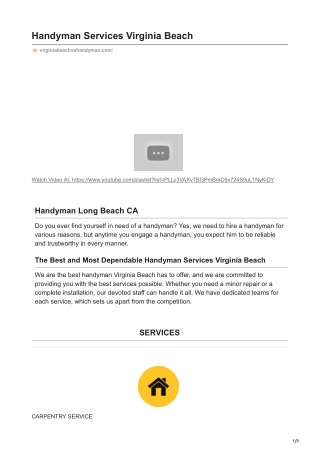 Handyman Services Virginia Beach pdf
