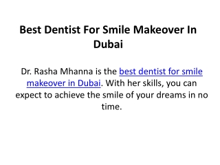Best Dentist For Smile Makeover In Dubai