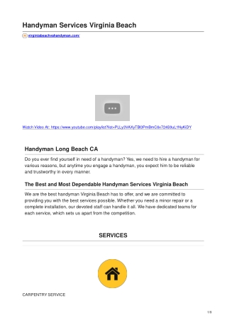 Handyman Services Virginia Beach ppt