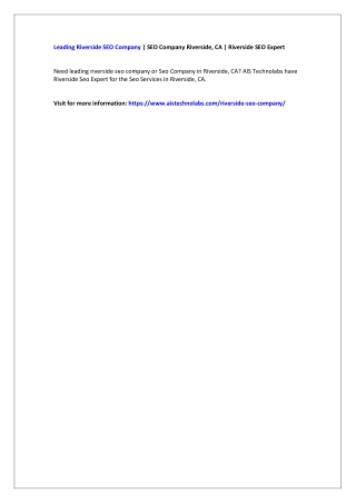 Leading Riverside SEO Company | SEO Company Riverside, CA | Riverside SEO Expert
