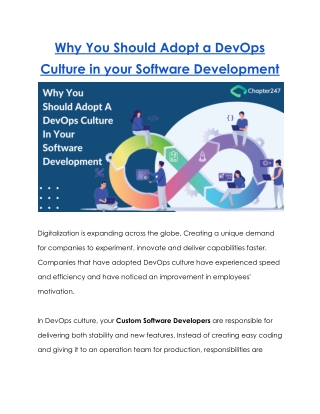 Why You Should Adopt a DevOps Culture in your Software Development
