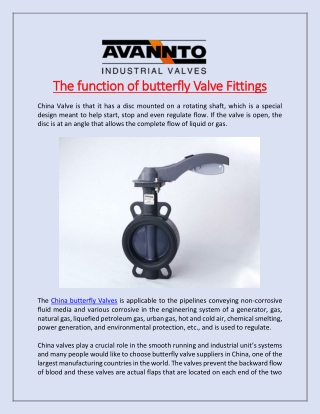 The function of butterfly valve fittings