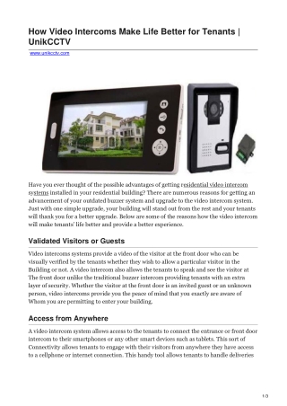 How Video Intercoms Make Life Better for Tenants  UnikCCTV