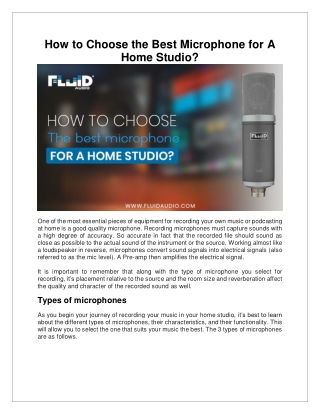 How to choose the best microphone for a home studio