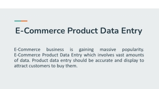 E-Commerce Product Data Entry