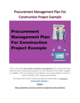 Procurement Management Plan For Construction Project Example