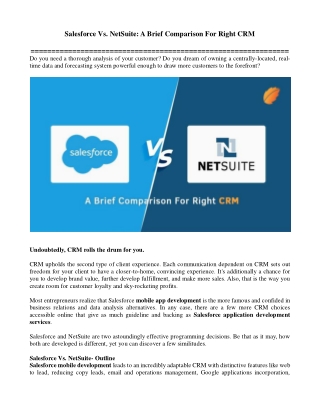 Salesforce Vs. NetSuite A Brief Comparison For Right CRM