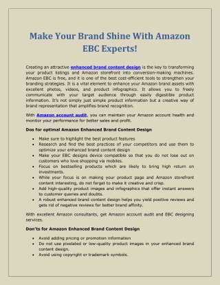 Make Your Brand Shine With Amazon EBC Experts