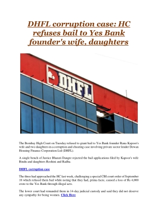 DHFL corruption case HC refuses bail to Yes Bank founder's wife, daughters