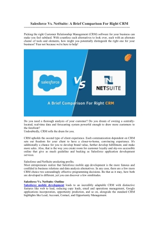 Salesforce Vs. NetSuite A Brief Comparison For Right CRM