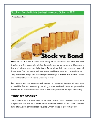 Stock vs Bond which is the best Investing Option in 2021