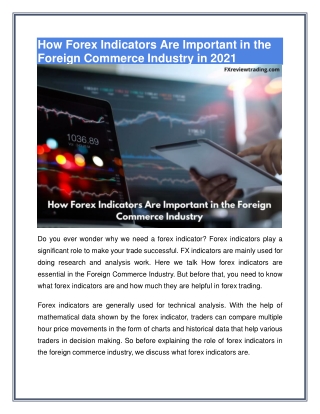 How Forex Indicators Are Important in the Foreign Commerce Industry in 2021