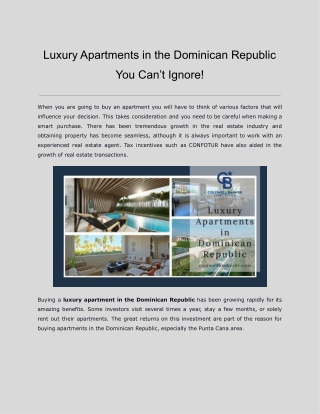 Luxury Apartments in the Dominican Republic You Can’t Ignore!