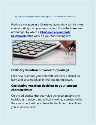 Experienced Chartered accountants Southwark