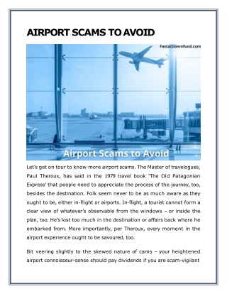 AIRPORT SCAMS TO AVOID