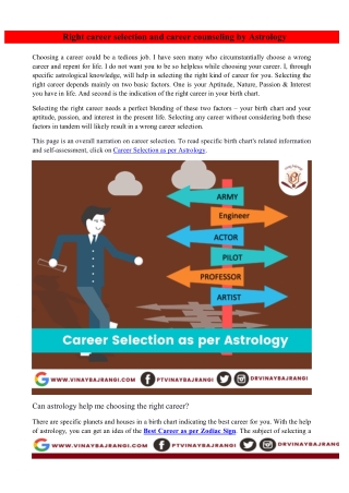 Right career selection and career counseling by Astrology