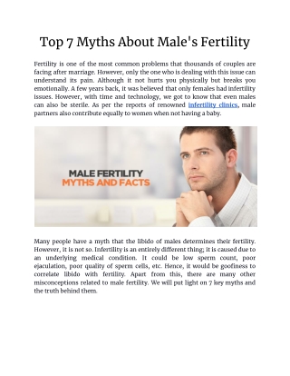 Top 7 Myths About Male's Fertility