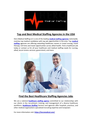 Top and Best Medical Staffing Agencies in the USA
