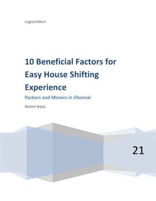 10 Beneficial Factors for Easy House Shifting Experience