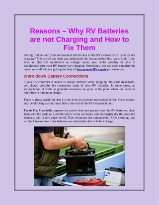 Reasons – Why RV Batteries are not Charging and How to Fix Them